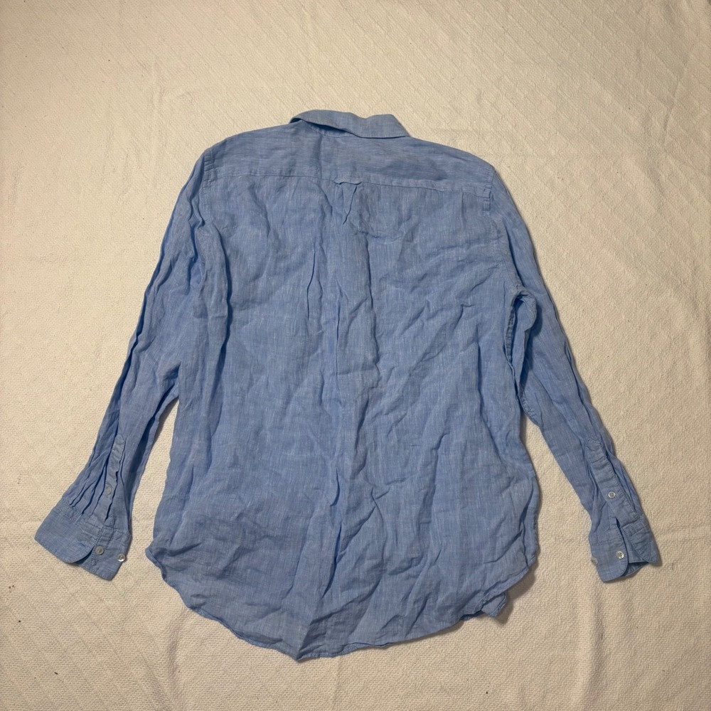 Country Road organic french linen light blue chambray button up shirt size 10 - Picture 3 of 5
